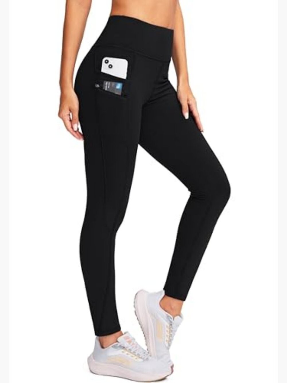 Fleece Lined Winter Leggings High Waisted Water Resistant Pockets Running Hiking